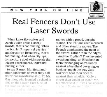 Real Fencers Don't Use Laser Swords